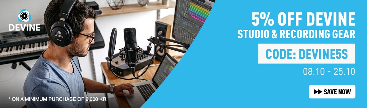 5 % rabatt på Devine studio- och inspelningsutrustning med koden DEVINE5